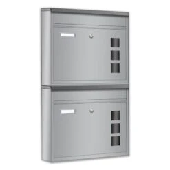 2er Briefkastenanlage Silberfarben Wandbriefkasten