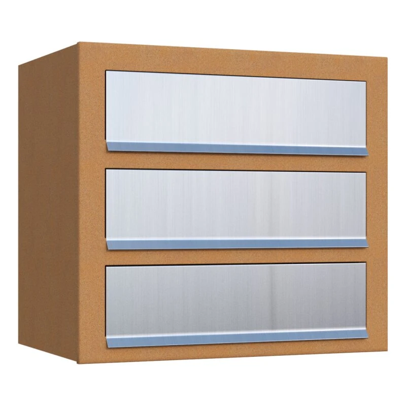 3-Fach Briefkasten Wandbriefkasten Comic Rost RAL 8001 Mit Edelstahlklappe 3 3-Fach Briefkasten Wandbriefkasten Comic Rost RAL 8001 Mit Edelstahlklappe