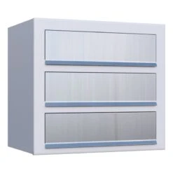 3-Fach Briefkasten Wandbriefkasten Comic Weiß RAL 9016 Mit Edelstahlklappe