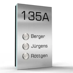 3 Familien Aufputz Edelstahl Türklingel 120x200mm Mit LED Taster Melina