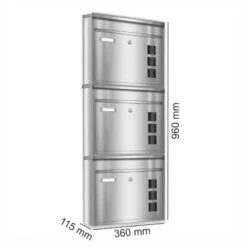 3er Briefkastenanlage Edelstahl Wandbriefkasten -Hochwertiger Türklingelladen 3er briefkastenanlage edelstahl wandbriefkasten9