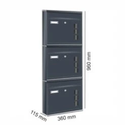 3er Briefkastenanlage RAL 7016 Anthrazit -Hochwertiger Türklingelladen 3er briefkastenanlage ral 7016 anthrazit9