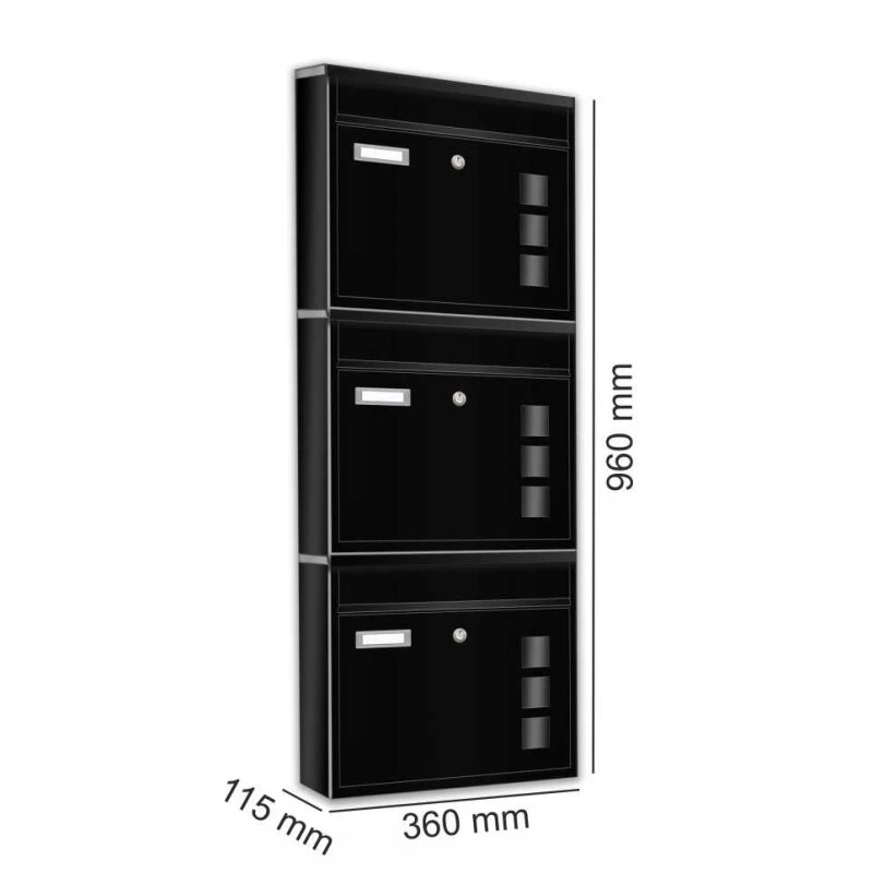 3er Briefkastenanlage Schwarz RAL 9005 11 3er Briefkastenanlage Schwarz RAL 9005 – Bild 9