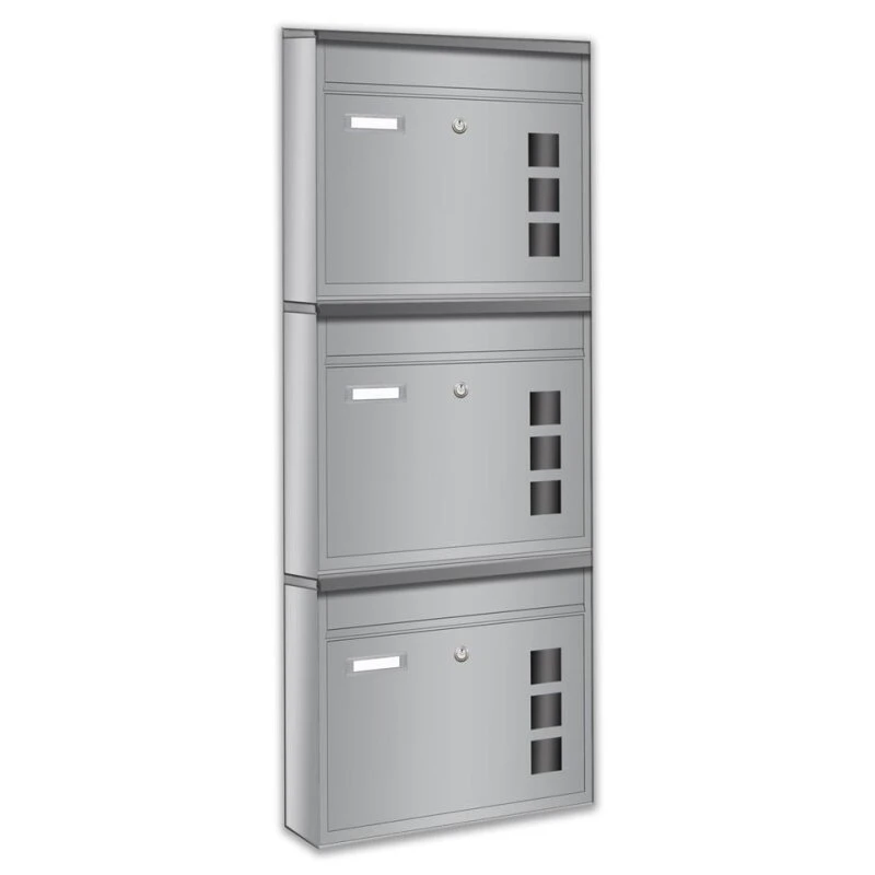 3er Briefkastenanlage Silberfarben Wandbriefkasten 3 3er Briefkastenanlage Silberfarben Wandbriefkasten