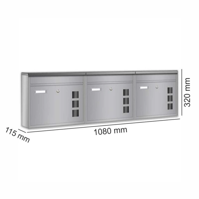 3er Briefkastenanlage Silberfarben Wandbriefkasten 12 3er Briefkastenanlage Silberfarben Wandbriefkasten – Bild 10