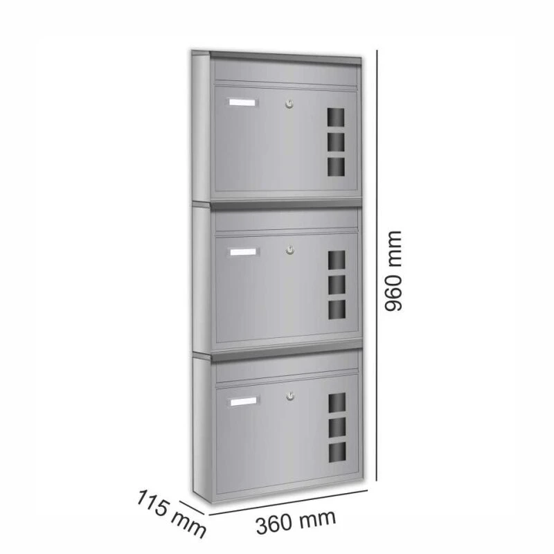 3er Briefkastenanlage Silberfarben Wandbriefkasten 11 3er Briefkastenanlage Silberfarben Wandbriefkasten – Bild 9