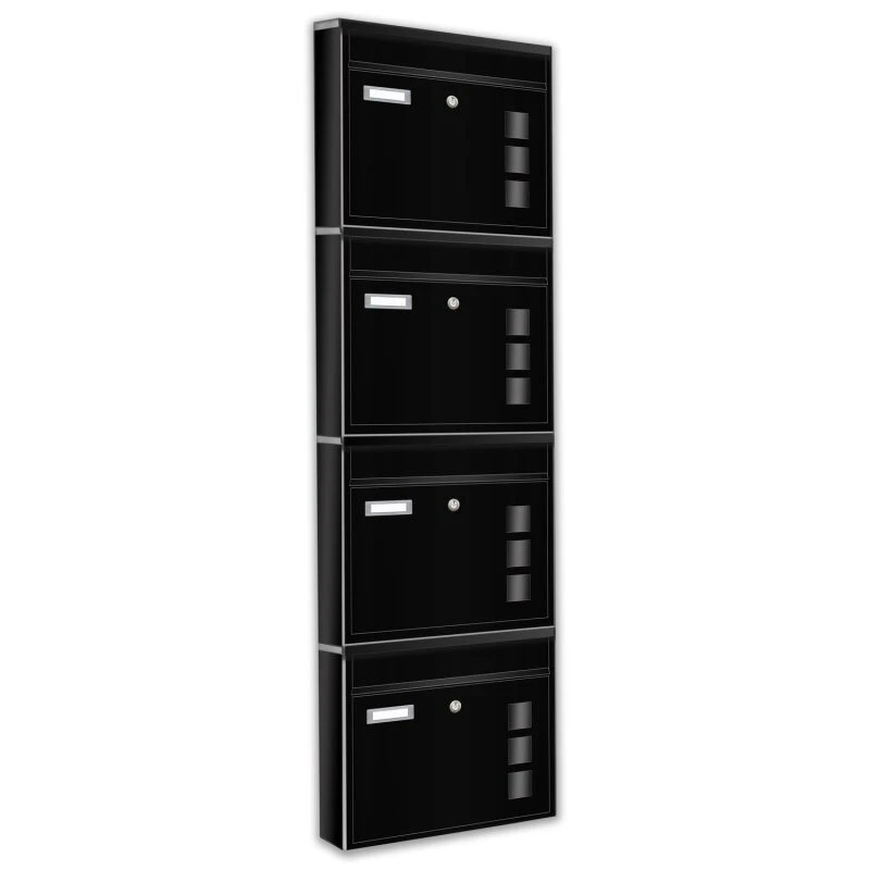 4er Briefkastenanlage Schwarz RAL 9005 3 4er Briefkastenanlage Schwarz RAL 9005