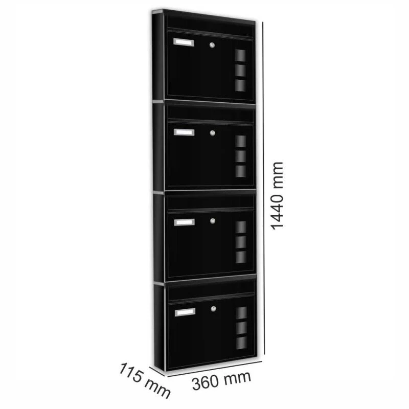 4er Briefkastenanlage Schwarz RAL 9005 10 4er Briefkastenanlage Schwarz RAL 9005 – Bild 8