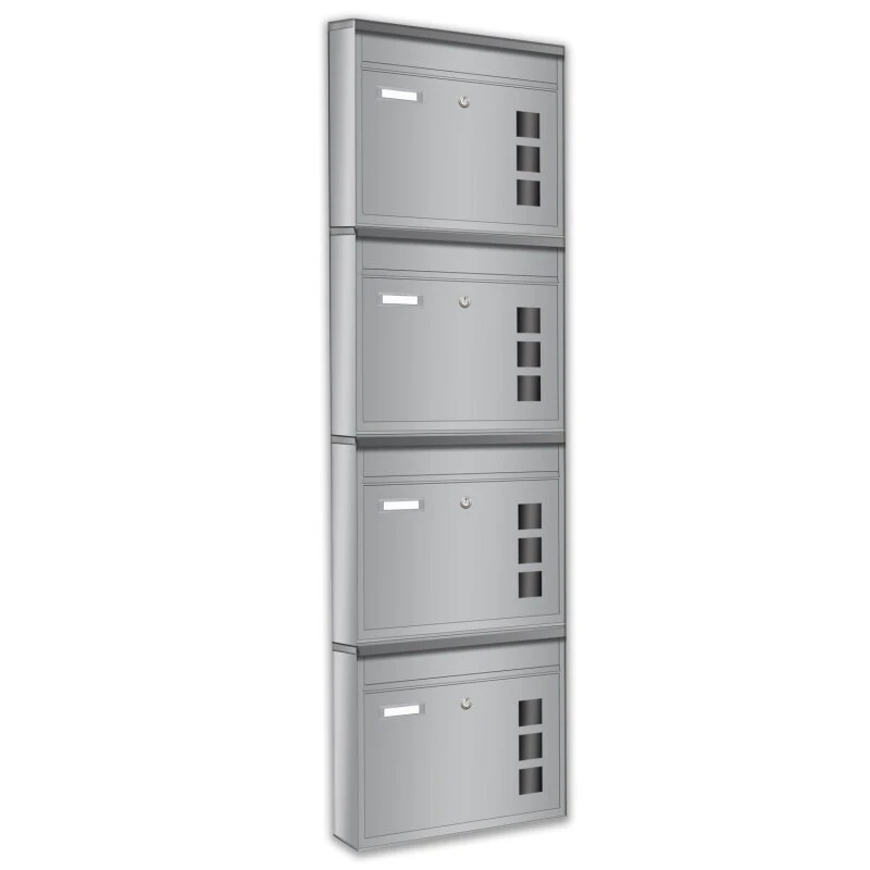 4er Briefkastenanlage Silberfarben Wandbriefkasten 3 4er Briefkastenanlage Silberfarben Wandbriefkasten