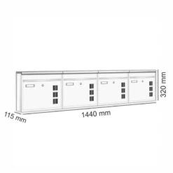 4er Wandbriefkasten Anlage Weiß RAL 9016 -Hochwertiger Türklingelladen 4er wandbriefkasten anlage weiss ral 901610