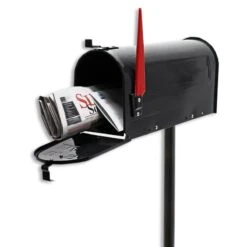 Amerikanischer Briefkasten US Mailbox SCHWARZ Mit STANDFUß