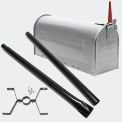 Amerikanischer Briefkasten US Mailbox SILBER Mit STANDFUß -Hochwertiger Türklingelladen amerikanischer briefkasten us mailbox silber mit standfuss3