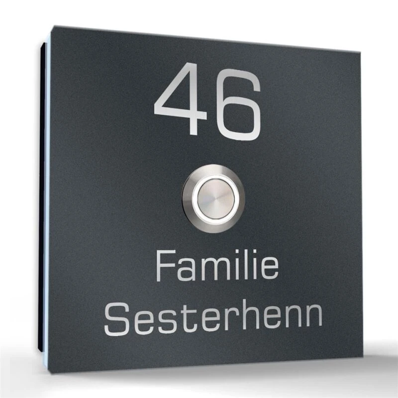 Aufputz Edelstahl Türklingel 80x80mm Mit LED Taster Finn 4 Aufputz Edelstahl Türklingel 80x80mm Mit LED Taster Finn – Bild 2