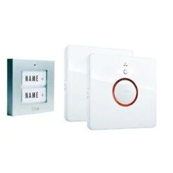 Aufputz Funk-Türglockenset Für 2 Familienhaus Sender In Farbe Silber