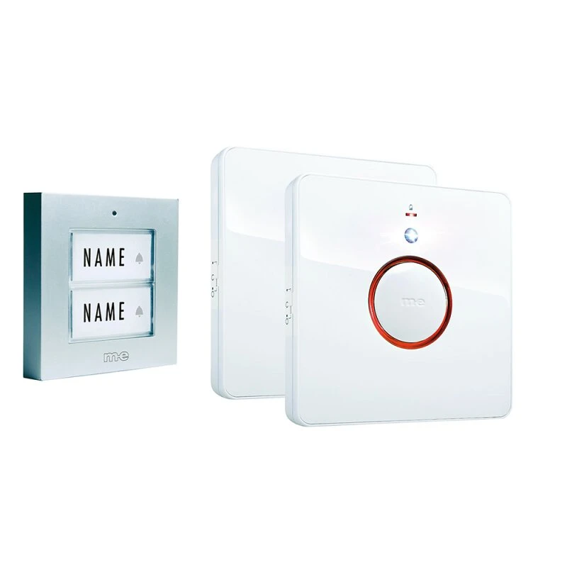 Aufputz Funk-Türglockenset Für 2 Familienhaus Sender In Farbe Silber 3 Aufputz Funk-Türglockenset Für 2 Familienhaus Sender In Farbe Silber