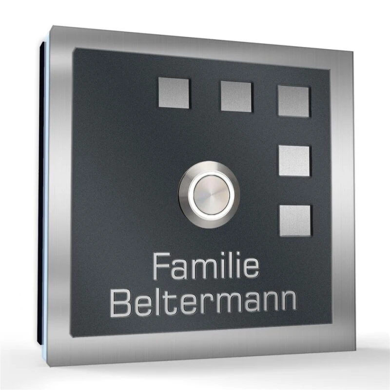 Aufputz Türklingel Edelstahl 100x100mm Superflach Elina 3 Aufputz Türklingel Edelstahl 100x100mm Superflach Elina