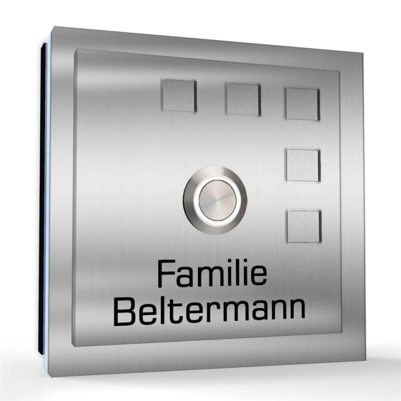 Aufputz Türklingel Edelstahl 100x100mm Superflach Elina 4 Aufputz Türklingel Edelstahl 100x100mm Superflach Elina – Bild 2