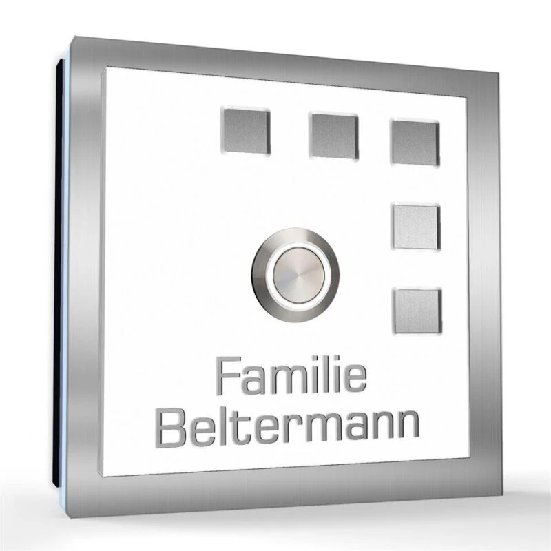 Aufputz Türklingel Edelstahl 100x100mm Superflach Elina 6 Aufputz Türklingel Edelstahl 100x100mm Superflach Elina – Bild 4