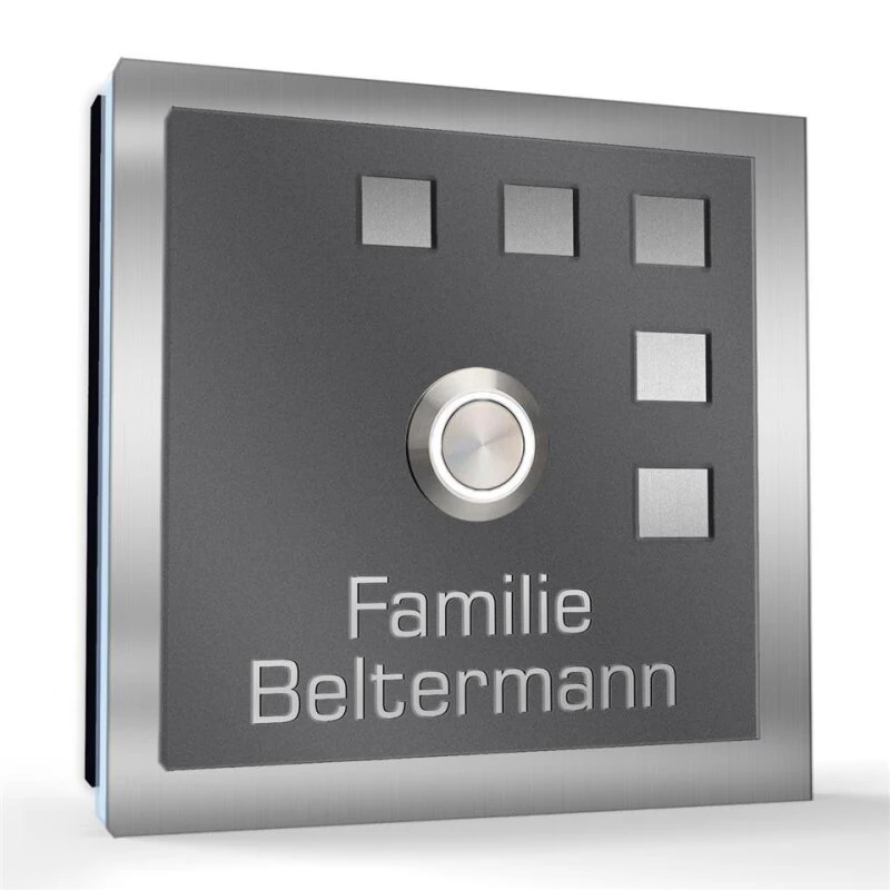 Aufputz Türklingel Edelstahl 100x100mm Superflach Elina 7 Aufputz Türklingel Edelstahl 100x100mm Superflach Elina – Bild 5