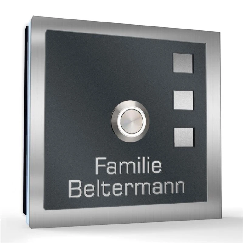 Aufputz Türklingel Edelstahl 100x100mm Superflach Eva 3 Aufputz Türklingel Edelstahl 100x100mm Superflach Eva