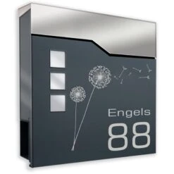 Briefkasten ANTHRAZIT Mit Beschriftung Wandbriefkasten Postkasten Miriam