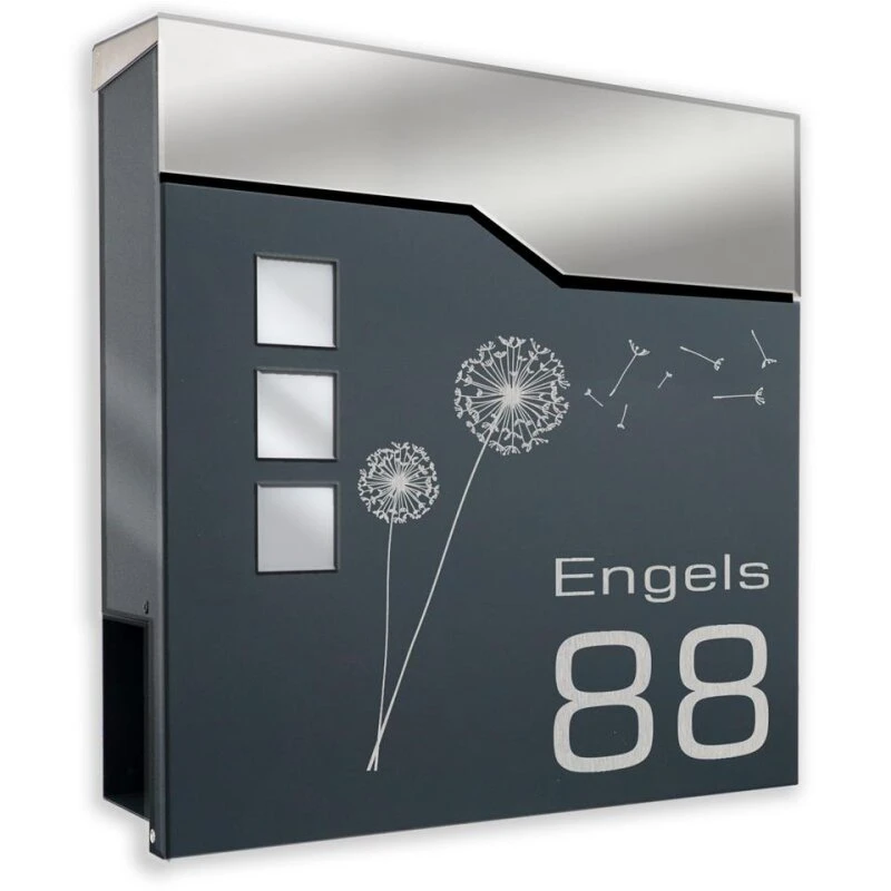 Briefkasten ANTHRAZIT Mit Beschriftung Wandbriefkasten Postkasten Miriam 3 Briefkasten ANTHRAZIT Mit Beschriftung Wandbriefkasten Postkasten Miriam