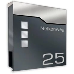 Briefkasten ANTHRAZIT Mit Beschriftung Wandbriefkasten Sabrina