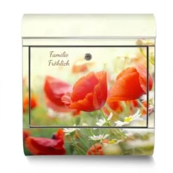 Briefkasten Briefbox Wandbriefkasten Edelstahl Kamille Und Mohn -Hochwertiger Türklingelladen briefkasten briefbox wandbriefkasten edelstahl kamille und mohn3