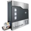 Briefkasten Mit FUNKKLINGEL ANTHRAZIT & Edelstahl Laser Namensblende -Hochwertiger Türklingelladen briefkasten mit funkklingel anthrazit edelstahl laser namensblende