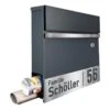 Briefkasten Mit FUNKKLINGEL ANTHRAZIT GRAU & Edelstahl Laser Namensblende -Hochwertiger Türklingelladen briefkasten mit funkklingel anthrazit grau edelstahl laser namensblende