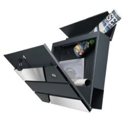 Briefkasten Mit FUNKKLINGEL ANTHRAZIT Mit Edelstahl Laser Namensblenden -Hochwertiger Türklingelladen briefkasten mit funkklingel anthrazit mit edelstahl laser namensblenden4