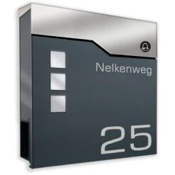 Briefkasten Mit FUNKKLINGEL ANTHRAZIT Postkasten Wandbriefkasten Helena