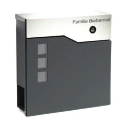 Briefkasten Mit FUNKKLINGEL ANTHRAZIT Postkasten Wandbriefkasten Tomus