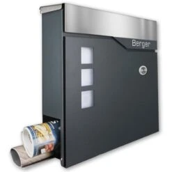 Briefkasten Mit FUNKKLINGEL ANTHRAZIT Postkasten Wandbriefkasten TUMBA