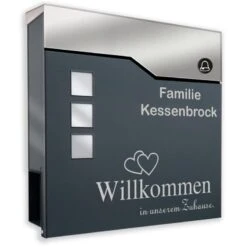Briefkasten Mit FUNKKLINGEL ANTHRAZIT Postkasten Wandbriefkasten William