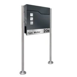 Briefkasten Mit Standfuß ANTHRAZIT Mit Beschriftung Posen