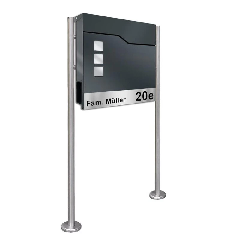 Briefkasten Mit Standfuß ANTHRAZIT Mit Beschriftung Posen 3 Briefkasten Mit Standfuß ANTHRAZIT Mit Beschriftung Posen