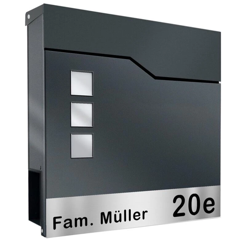 Briefkasten Mit Standfuß ANTHRAZIT Mit Beschriftung Posen 4 Briefkasten Mit Standfuß ANTHRAZIT Mit Beschriftung Posen – Bild 2