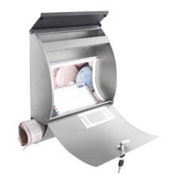 Briefkasten Mit Zeitungsrolle Wandbriefkasten Silberfarben Postbox Bay 12 Briefkasten Mit Zeitungsrolle Wandbriefkasten Silberfarben Postbox Bay -Hochwertiger Türklingelladen briefkasten mit zeitungsrolle wandbriefkasten silberfarben postbox bay3