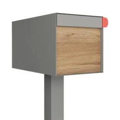Briefkasten Standbriefkasten Square Grau Metallic RAL 9007 Mit HPL-Front