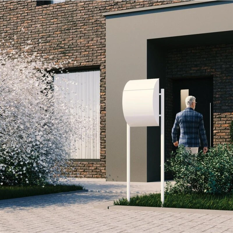 Briefkasten Wandbriefkasten Round Weiß RAL 9016 Mit Edelstahlklappe 5 Briefkasten Wandbriefkasten Round Weiß RAL 9016 Mit Edelstahlklappe – Bild 3