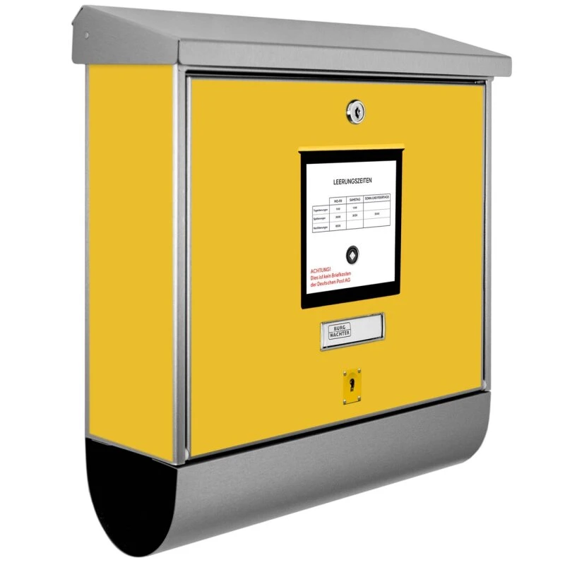Burg-Wächter Bavaria Briefkasten Postkasten Postbox Mit Zeitungsrolle Gelb 3 Burg-Wächter Bavaria Briefkasten Postkasten Postbox Mit Zeitungsrolle Gelb