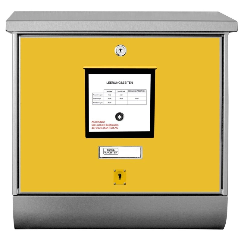 Burg-Wächter Bavaria Briefkasten Postkasten Postbox Mit Zeitungsrolle Gelb 4 Burg-Wächter Bavaria Briefkasten Postkasten Postbox Mit Zeitungsrolle Gelb – Bild 2