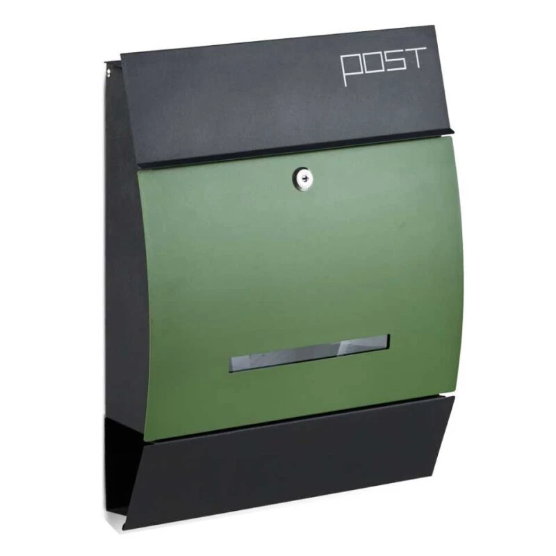 Design Briefkasten Postkasten Mailbox Mit Zeitungsfach Schwarz-Grün 3 Design Briefkasten Postkasten Mailbox Mit Zeitungsfach Schwarz-Grün