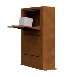 Design Paketkasten Postbox Paketbox Cortenstahl RAL 8001 -Hochwertiger Türklingelladen design paketkasten postbox paketbox cortenstahl ral 80013