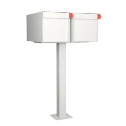 Doppel Briefkasten Standbriefkasten Square Weiß RAL 9016 -Hochwertiger Türklingelladen doppel briefkasten standbriefkasten square weiss ral 90164
