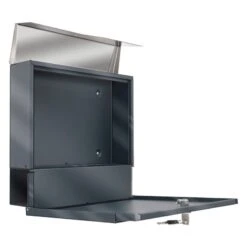 Hochwertiger Türklingelladen -Hochwertiger Türklingelladen doppel standbriefkasten anthrazit grau ral 7016 mit beschriftung florian duo2