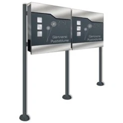 Doppel Standbriefkasten ANTHRAZIT GRAU RAL 7016 Mit Beschriftung Silas_Duo