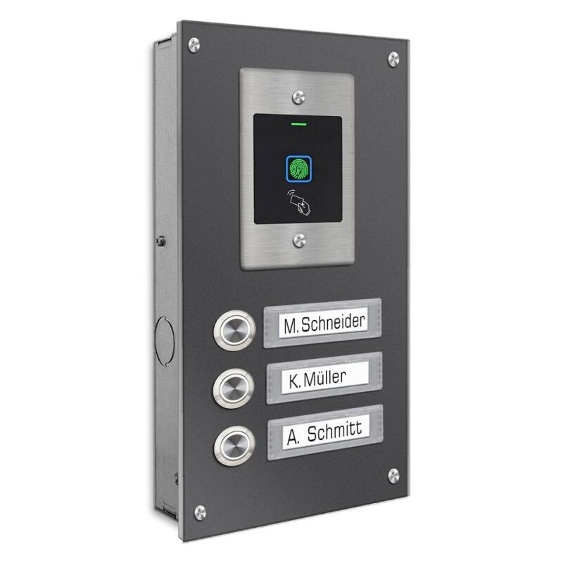 Dreifamilien Türklingel 145x260mm Mit FINGERPRINT Beschriftungsfeld 7 Dreifamilien Türklingel 145x260mm Mit FINGERPRINT Beschriftungsfeld – Bild 5