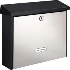 Edelstahl Briefkasten Mailbox Wandbriefkasten Black & Steel